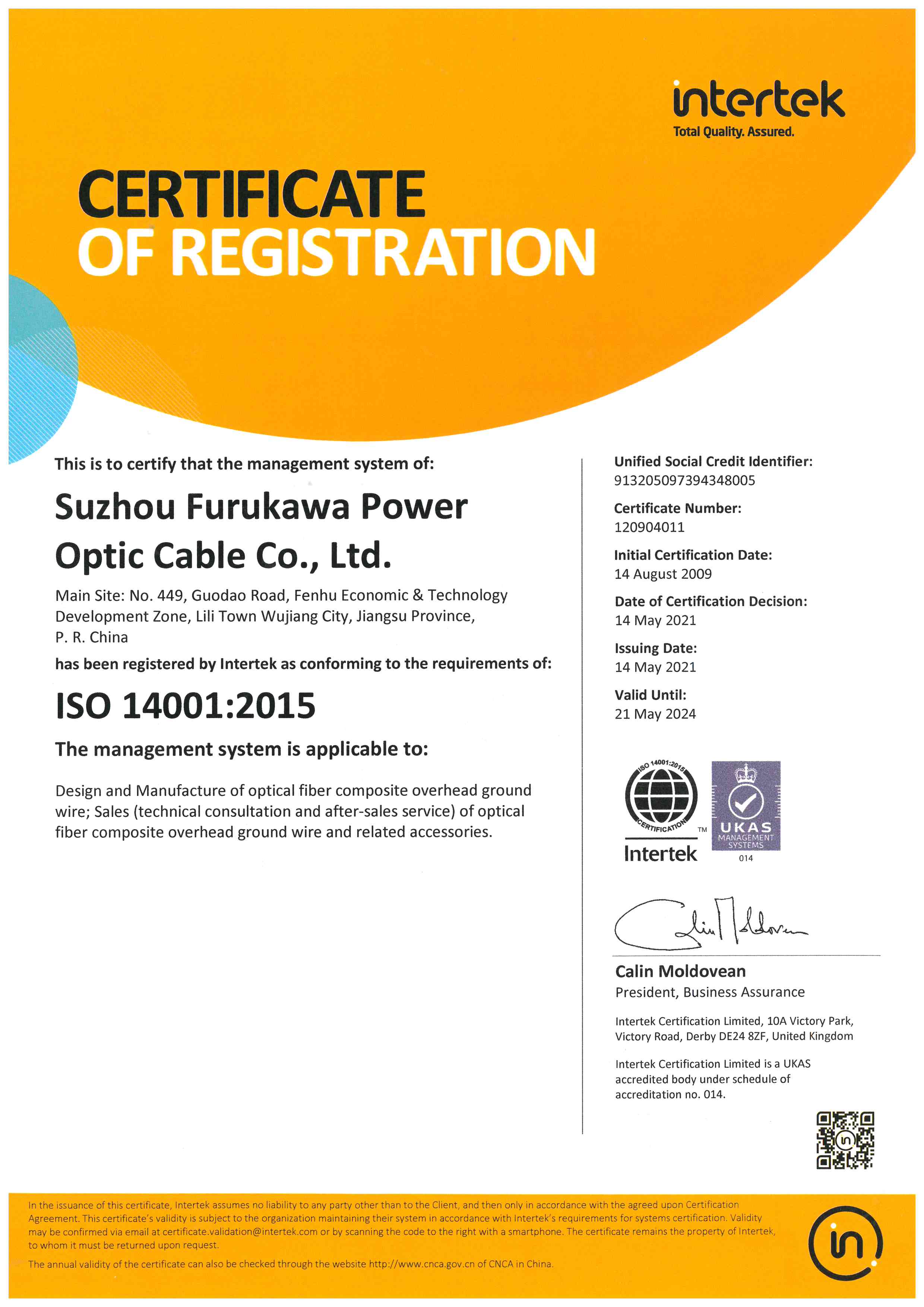 Certificado ISO14001:2015